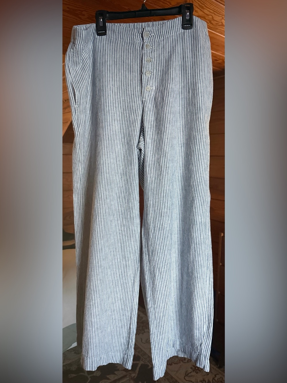 Universal Thread Women's Wide Leg Striped Pants - Blue & White